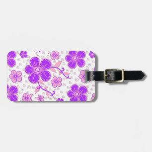 Simple Floral Watercolor Print Purple and Pink Luggage Tag