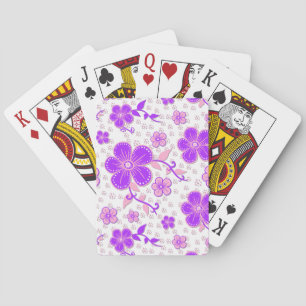 Simple Floral Watercolor Print Purple and Pink Playing Cards