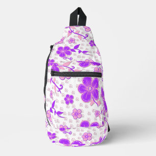 Simple Floral Watercolor Print Purple and Pink Sling Bag