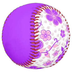 Simple Floral Watercolor Print Purple and Pink Softball