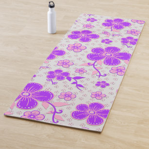 Simple Floral Watercolor Print Purple and Pink Yoga Mat