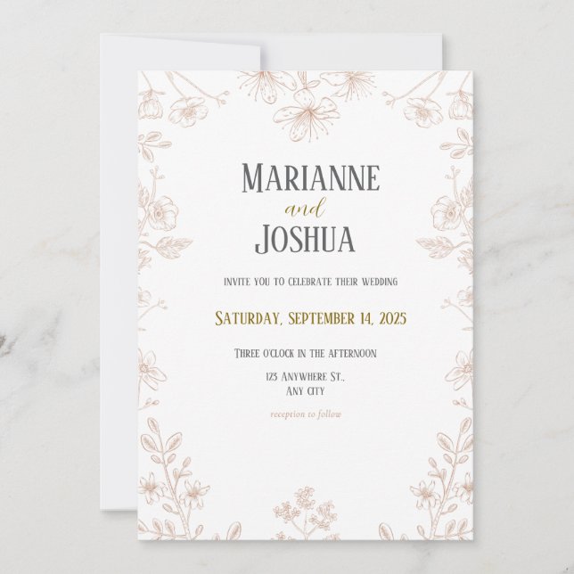Simple Floral Wedding Invitation (Front)