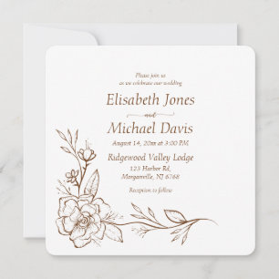 Simple Floral Wedding Invitation
