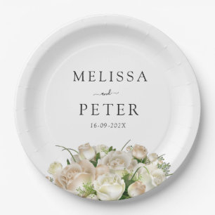 Simple Floral Wedding Paper Plate