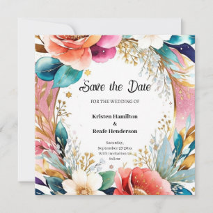Simple Floral Wedding Save the Date Card