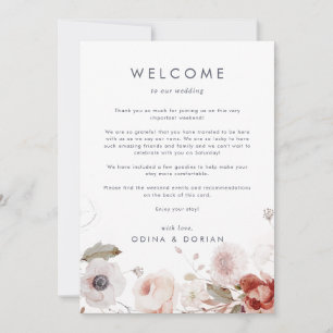 Simple Floral Wedding Welcome Letter & Itinerary