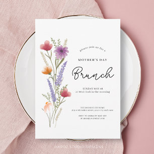 Simple Floral Wildflower Mothers Day Brunch Invitation