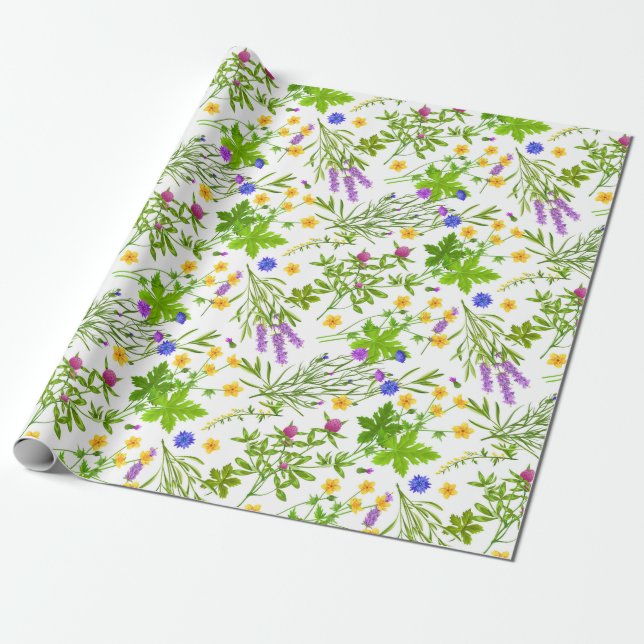 Simple Floral Wrapping Paper (Unrolled)