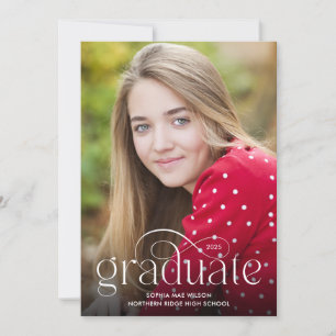 Simple Flourish Minimalist Type Photo Grad Party Invitation