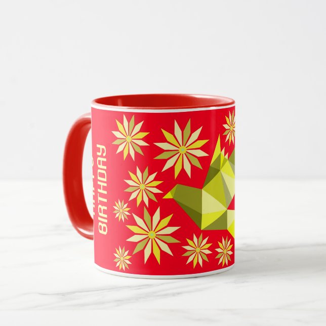 SIMPLE FLOWER BIRD BIRTHDAY GIFT ANYONE MUG (Front Left)
