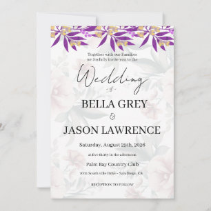 Simple flower Black & White Wedding Invitation