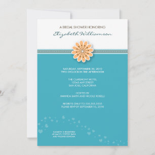 Simple Flower Bridal Shower Invitation (aqua)