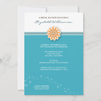 Simple Flower Bridal Shower Invitation (aqua)