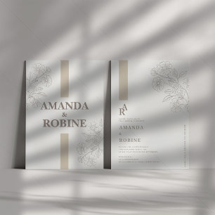 Simple Flower Elegant Modern Initials Wedding Invitation