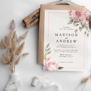 Simple Flower Elegant Wedding Invitation
