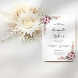 Simple Flower Elegant Wedding  Invitation