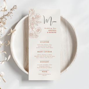 Simple Flower Elegant Wedding Menu