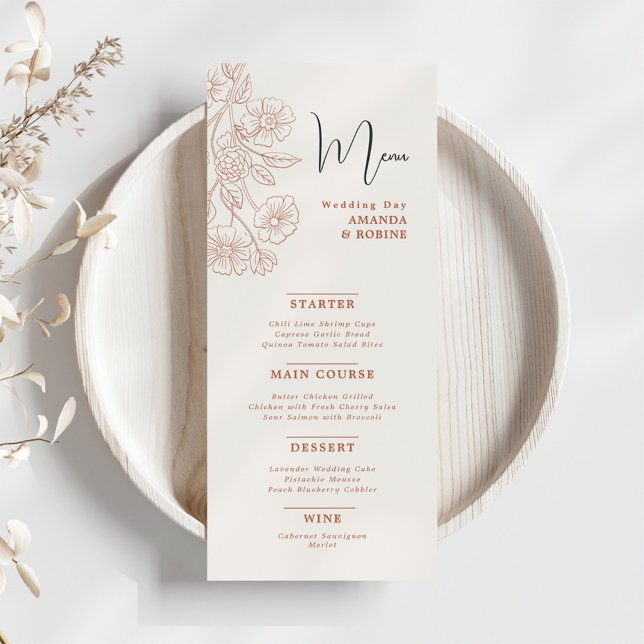 Simple Flower Elegant Wedding Menu (Creator Uploaded)