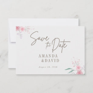 Simple Flower Elegant Wedding Save The Date 
