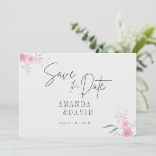 Simple Flower Elegant Wedding Save The Date Card