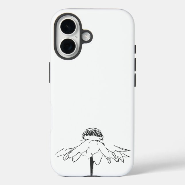 Simple Flower Line Drawing in Black and White Case-Mate iPhone Case (Back)