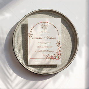 Simple Flower Terracotta Wedding Invitation