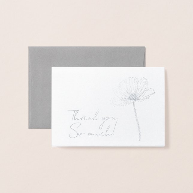 Simple Flower Thank You Foil Card (Front With Envelope)
