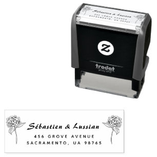 simple flower wedding self-inking stamp