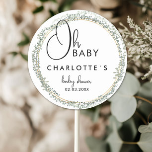 Simple, flower wreath Baby Shower Classic Round Sticker