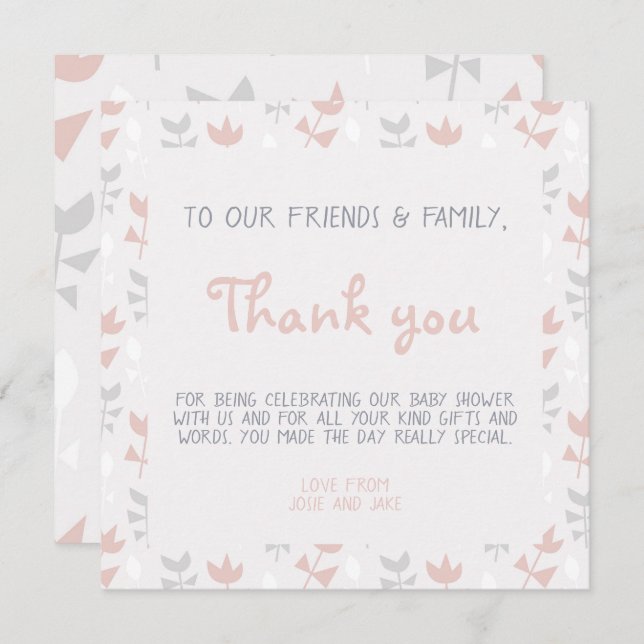 Simple flowers baby shower soft pastel invitation (Front/Back)