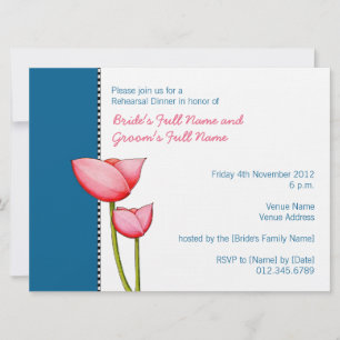 Simple Flowers blue 2 Rehearsal Dinner Invitation