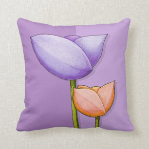 Simple Flowers purple orange Cushion