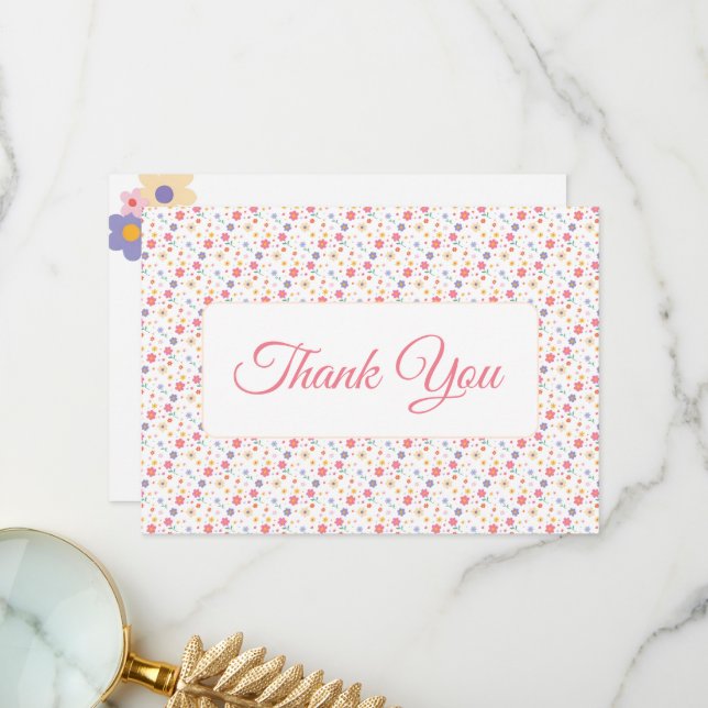 Simple Flowers Thank You Card (Front/Back In Situ)