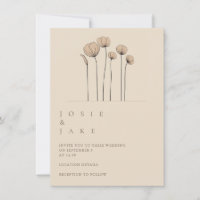 Simple Flowers Wedding Invitation in Muted Tones