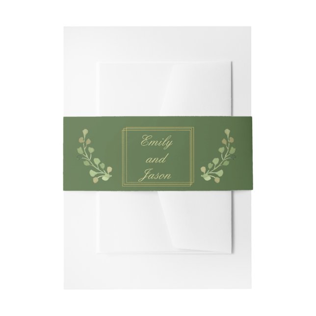 Simple Foliage and Frame Invitation Belly Band (Front Example)