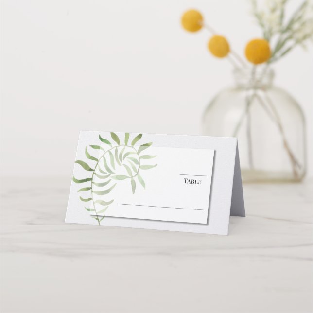 Simple Foliage | Fern | Greenery Wedding Design Place Card (Front)