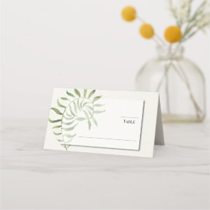 Simple Foliage Fern Greenery Wedding Design Place Card