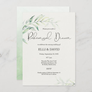Simple Foliage Greenery Rehearsal Dinner Invitation