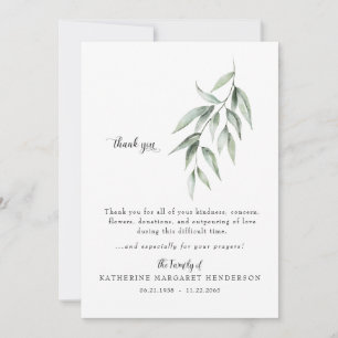 Simple Foliage II Bereavement Funeral Thank You Card