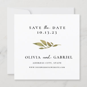 Simple Foliage. Modern stylish Typography Wedding Save The Date