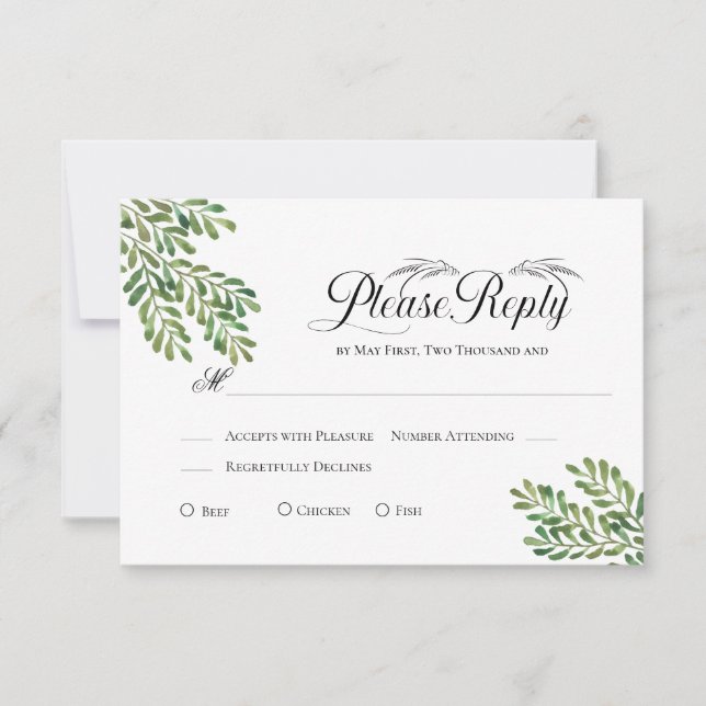 Simple Foliage RSVP Choice Card (Front)