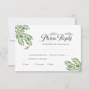Simple Foliage RSVP Choice Card