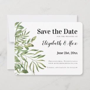 Simple Foliage, Save the Date with Wedding Website
