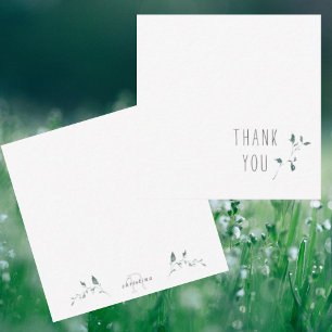 Simple Foliage Thank You Monogram Blank  Card