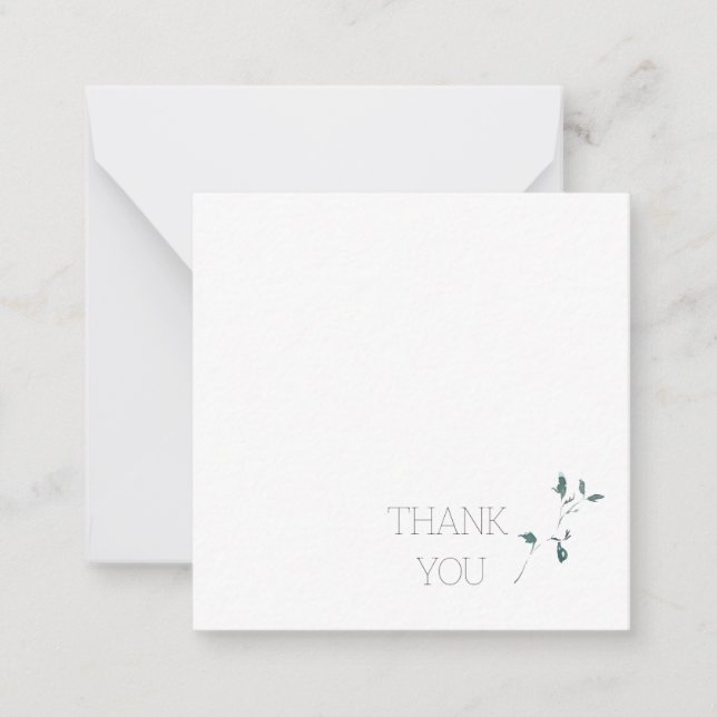Simple Foliage Thank You Monogram Blank II  Card (Front)