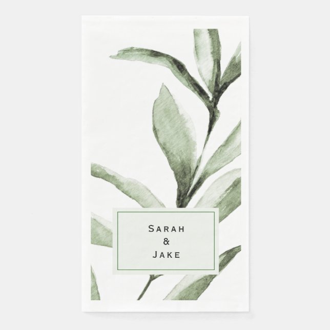 Simple Foliage Wedding Custom  Napkin (Front)