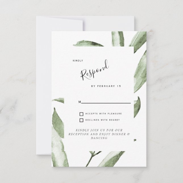 Simple Foliage Wedding RSVP Enclosure Card (Front)