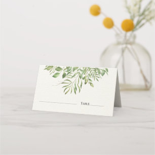 Simple Foliage White Greenery Wedding Design Place Card