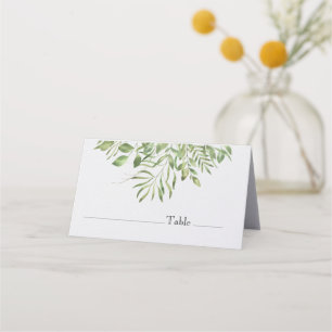 Simple Foliage White Greenery Wedding Design Place Card