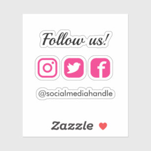 Simple Follow Us Hot Pink Social Media Icons 